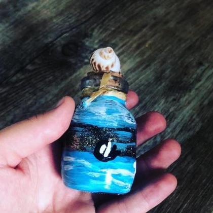 Hand painted Glass Bottle- Orca Pai..