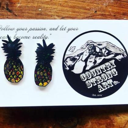 Pineapple Studs. Tropical Earrings, Tropical..