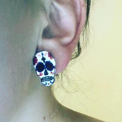 Mexican Sugar Skull Earrings, day o..