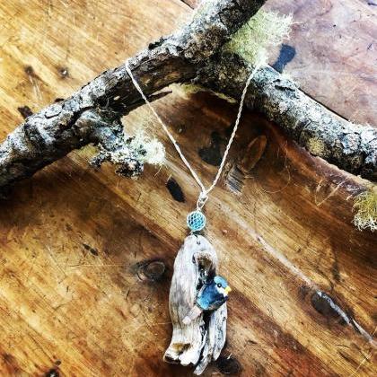 Bird in Tree Driftwood Necklace Bir..