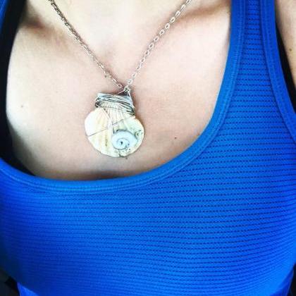 Wrapped Mermaid Snail Shell Painted Pendent..