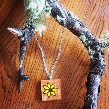 Minimalist Floral Necklace • Sunflower Rustic..
