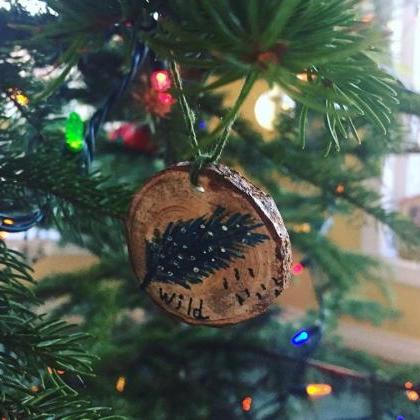 1 Handpainted Bear/bear Paw/ Feather Pine Ornament