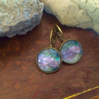 Northern Lights Glass Bronze Earrings Yukon..