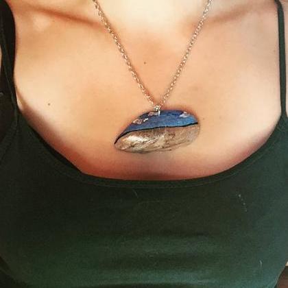 Beach Handpainted Mussel Necklace Necklace Surfer..