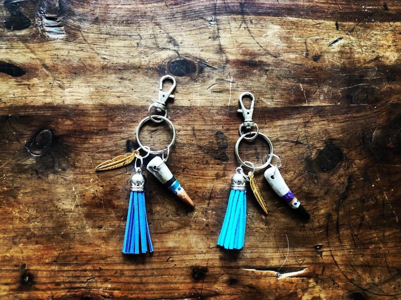 Boho Tassel, Antler Keychains Woodland Bag Charm, Antler Tip Keychain, Boho Bag Charm, Woodland Bag Charm, Hippie Charm, , Woman Keychain