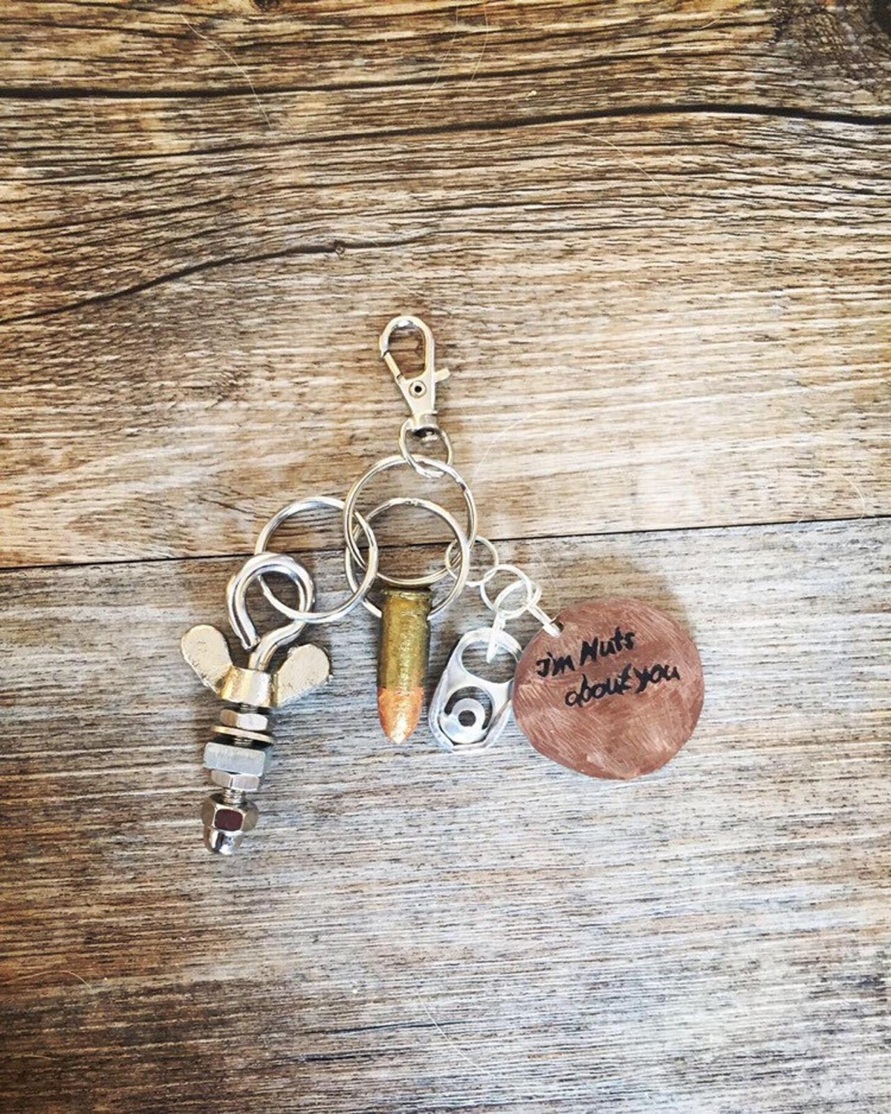 I'm Nuts About You Keychain For Men With Nut Dangle Charm | Gift For Him, Valentine's Day, Anniversary,