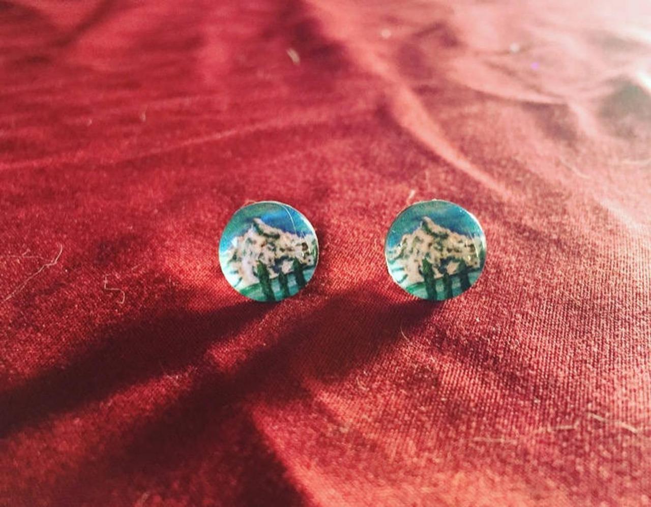 Mount Victoria Glass Studs Stud Earrings;the Mountains Are Calling; Mountain Jewelry; Dainty Earrings