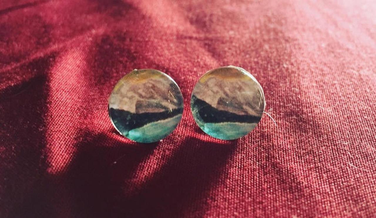Bc Mountain Glass Studs Stud Earrings;the Mountains Are Calling; Mountain Jewelry; Dainty Earrings