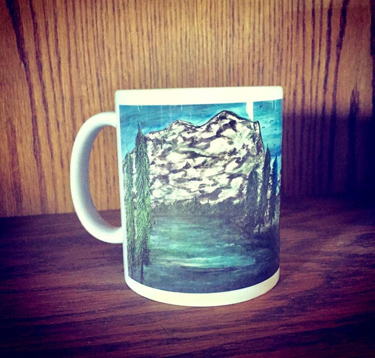 Mountain Lover Art Coffee/tea Ceramic Mug With Mountains, Mountain Mug, Mug For Tea, Housewarming Gift, Mug For Nature Lovers, Coffee Cup