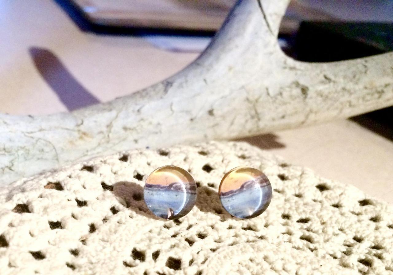 Orca Ocean Glass Studs Ocean Earrings, Sea Earrings, Beach Earrings, Ocean Jewelry, Sea Jewelry, Beach Jewelry