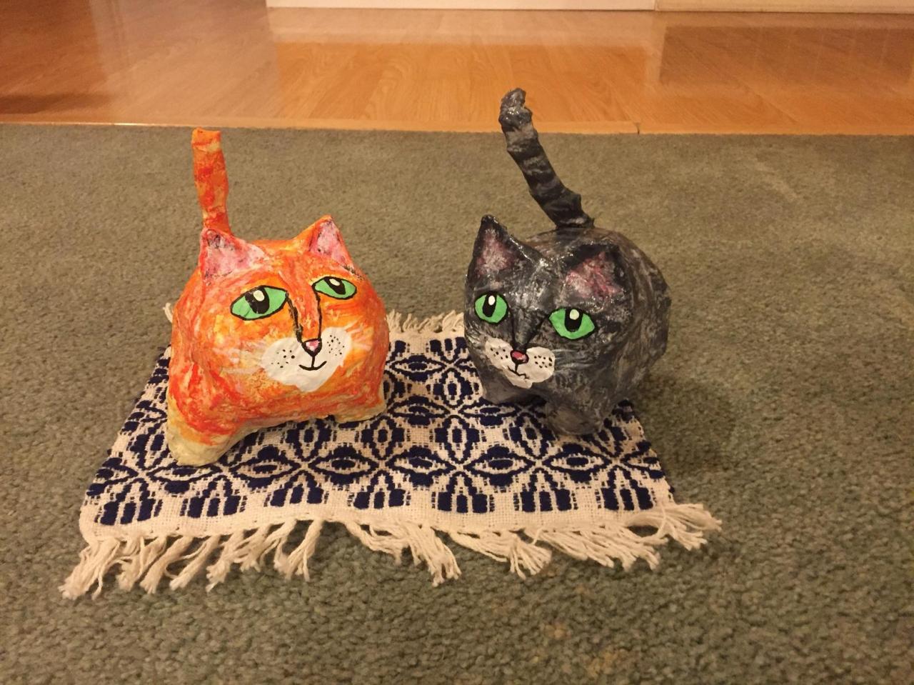 Paper Mache Handpainted Tabbies Cat Dad. Cat Sculpture. Cat Meme. Fat Cat. Cat Lover Gift.funny Cat