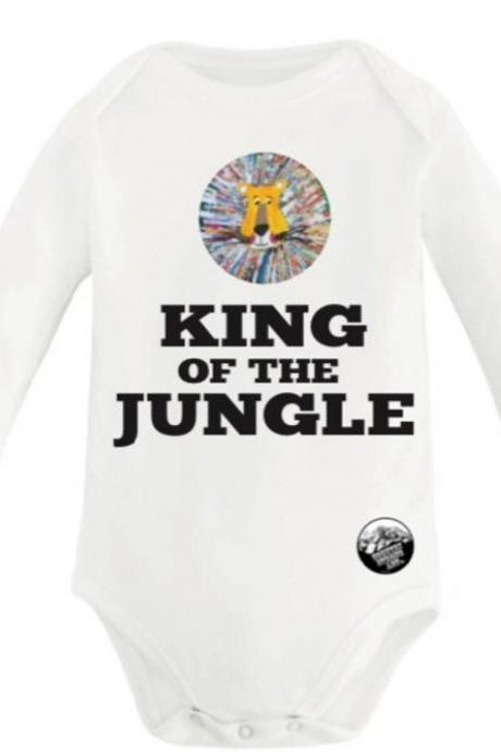 King Of The Jungle Art Print Onsie Hakuna Matata Lion King Print Baby Onsie Funny Baby Onesies®, Baby Shower Gift, Funny Baby Bodysuit
