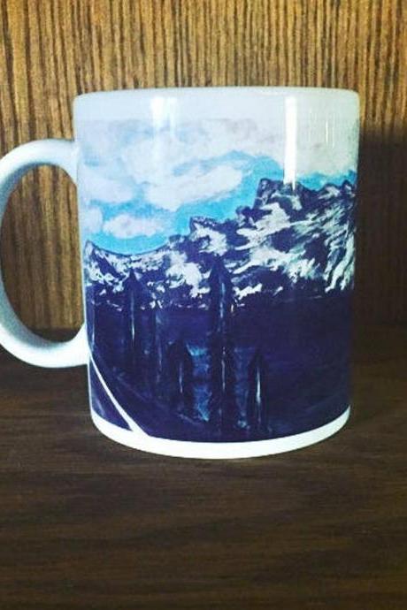 Mountain Inspired Art Mug Ceramic Mug With Mountains, Mountain Mug, Mug For Tea, Housewarming Gift, Mug For Nature Lovers, Coffee Cup